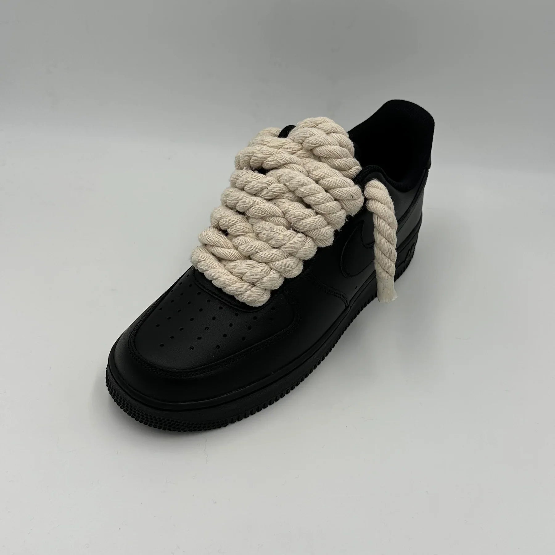 NIKE AIR FORCE 1 BLACK "CUSTOM ROPE LACE CREAM"