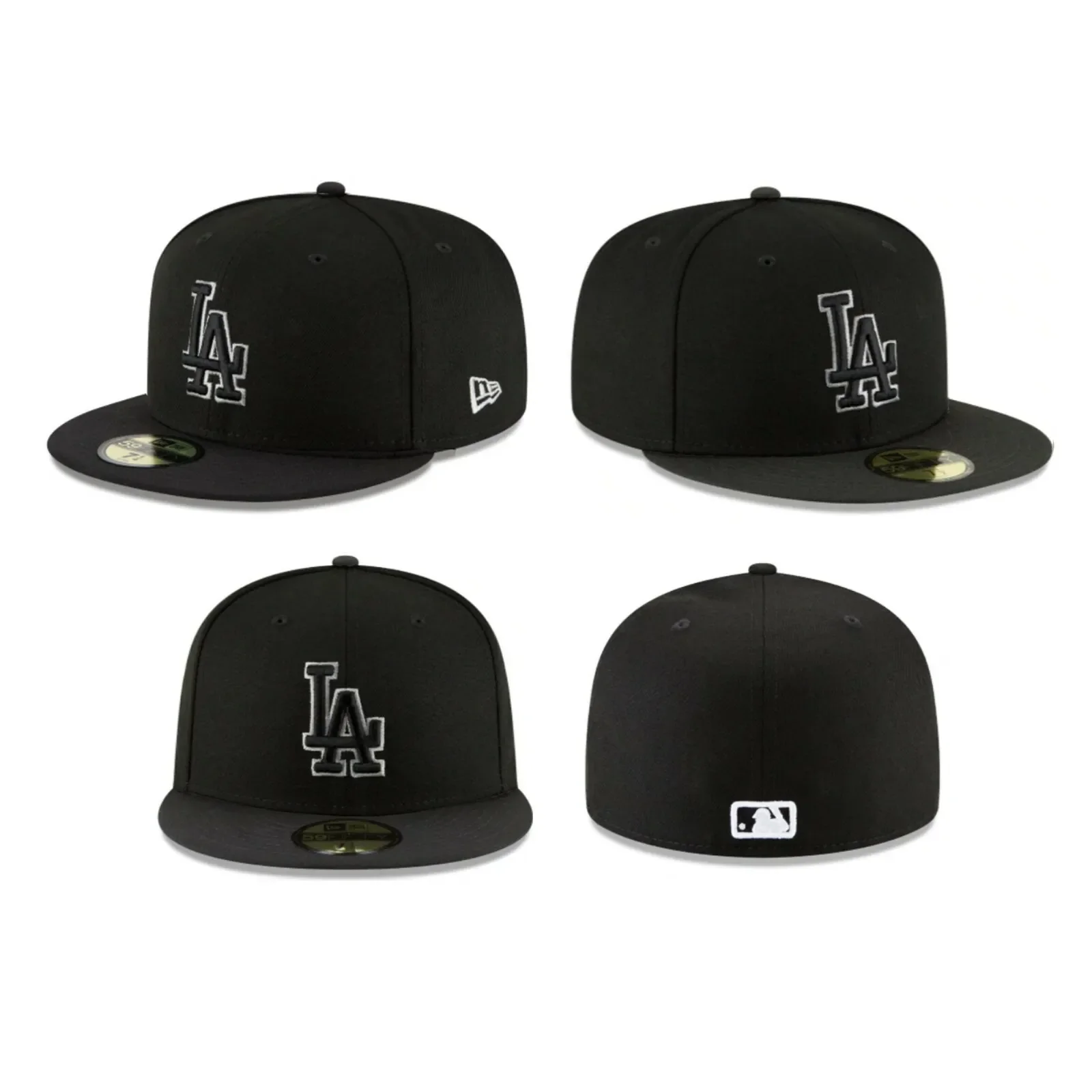 New Era Los Angeles LA Dodgers Basic Black Outline 59FIFTY Fitted Hat MLB Cap - SNEAKERVERSE.CO.ZA
