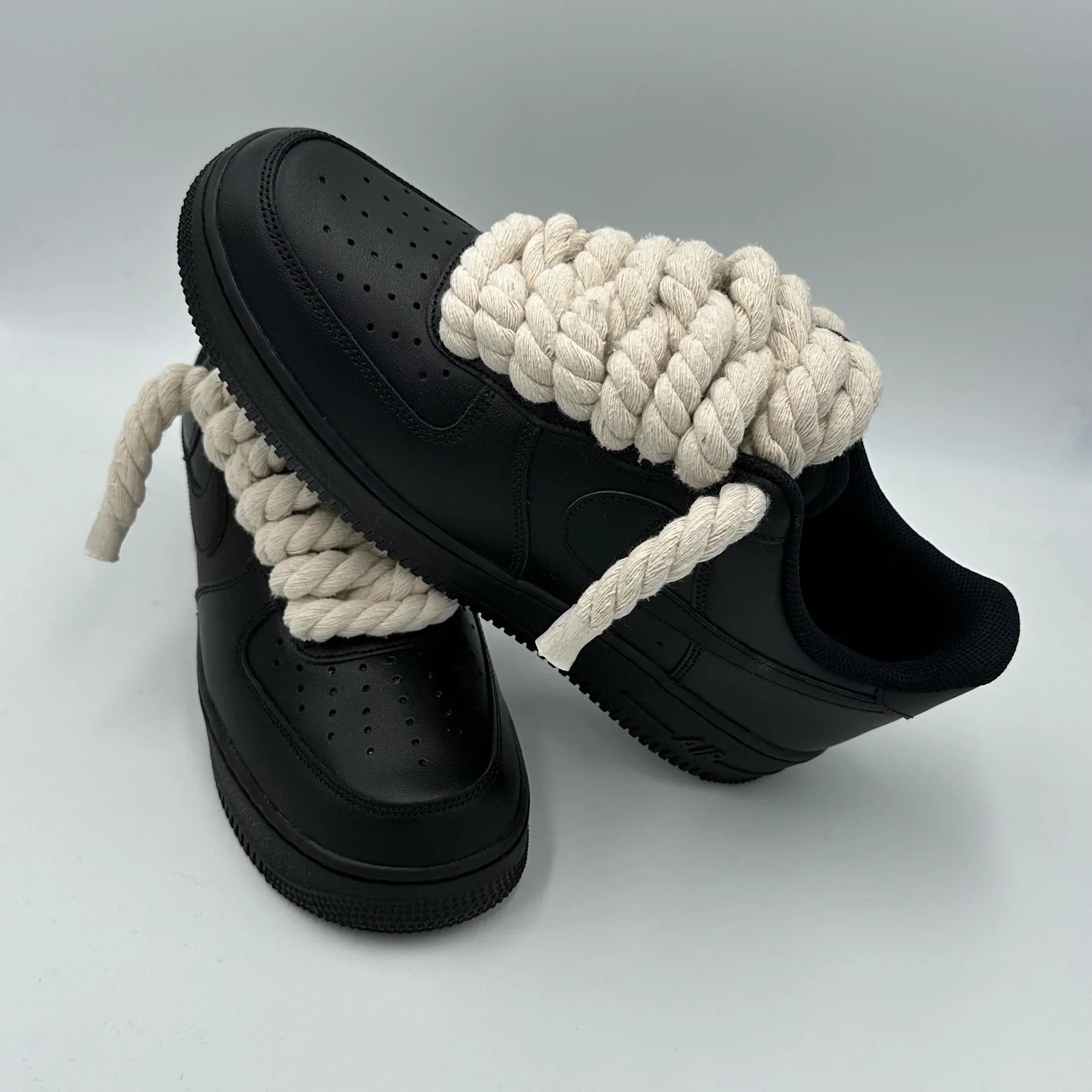 NIKE AIR FORCE 1 BLACK "CUSTOM ROPE LACE CREAM" sneakerverse.co.za