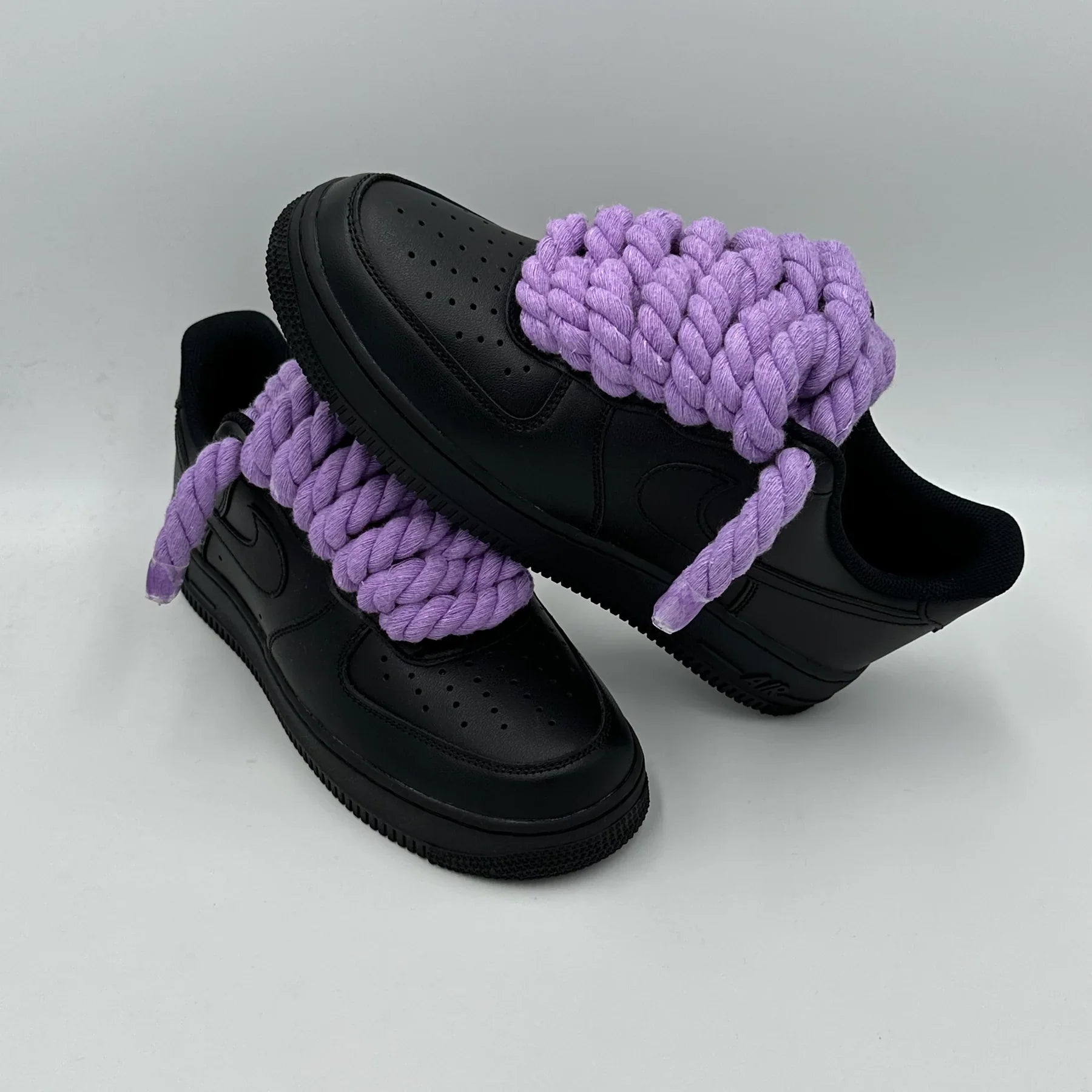 NIKE AIR FORCE 1 BLACK "CUSTOM ROPE LACE PURPLE" SNEAKERVERSE.CO.ZA