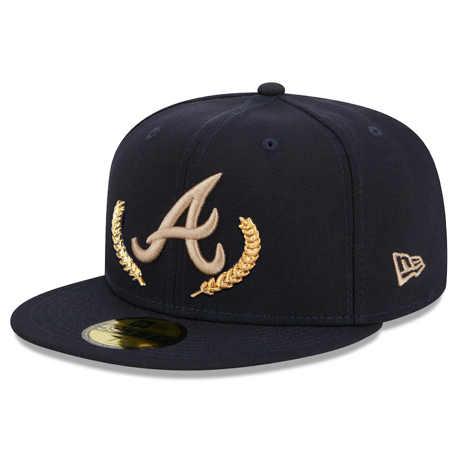 NEW ERA NAVY ATLANTA BRAVES GOLD LEAF 59FIFTY FITTED CAP